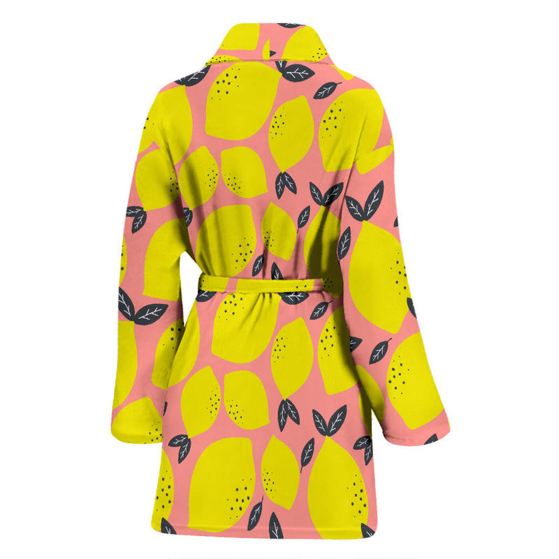 Lemon Pattern Print Design LM03 Women Bathrobe