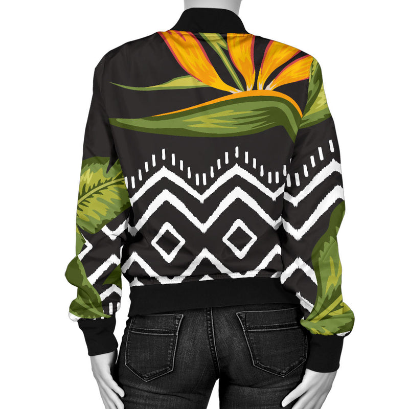 Bird Of Paradise Pattern Print Design BOP07 Women Bomber Jacket