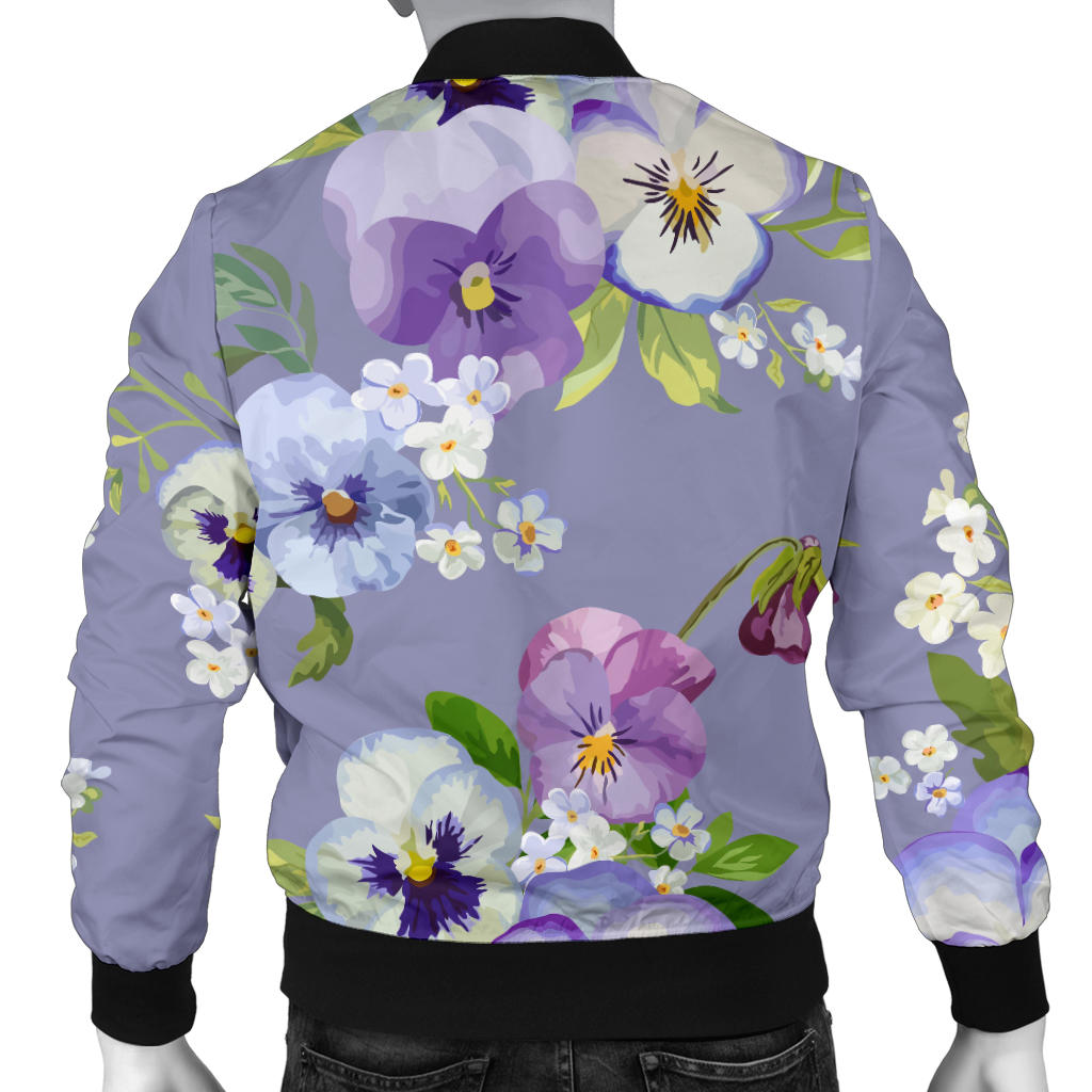 Pansy Pattern Print Design PS05 Men Bomber Jacket