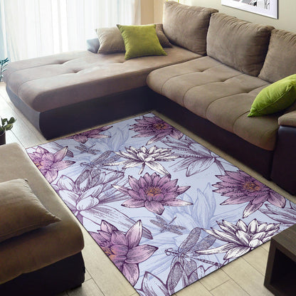 Water Lily Pattern Print Design WL01 Area Rugs