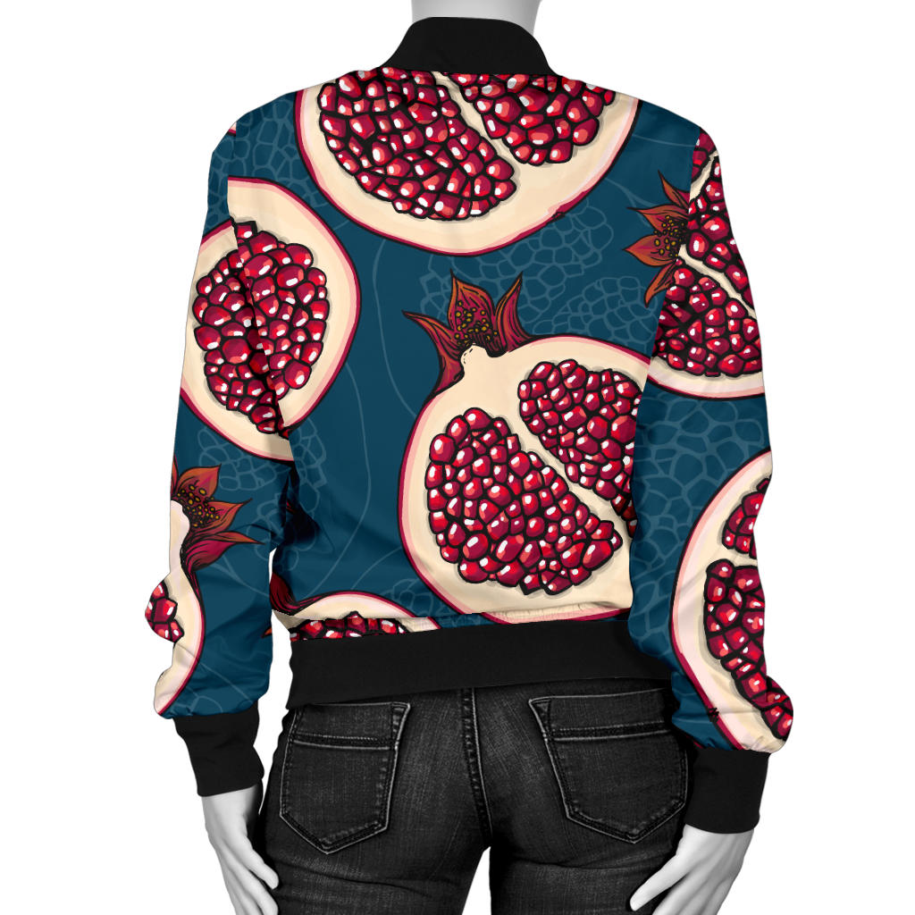 Pomegranate Pattern Print Design PG02 Women Bomber Jacket
