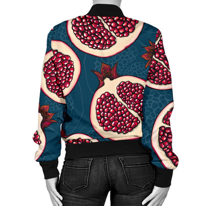 Pomegranate Pattern Print Design PG02 Women Bomber Jacket