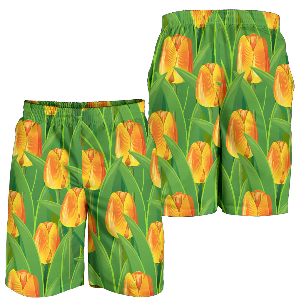 Tulip Orange Pattern Print Design TP07 Mens Shorts