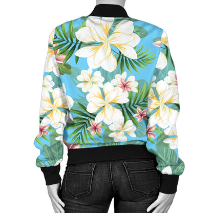 Plumeria Pattern Print Design PM028 Women Bomber Jacket