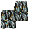 Gold Glitter Cyan Tropical Palm Leaves Mens Shorts