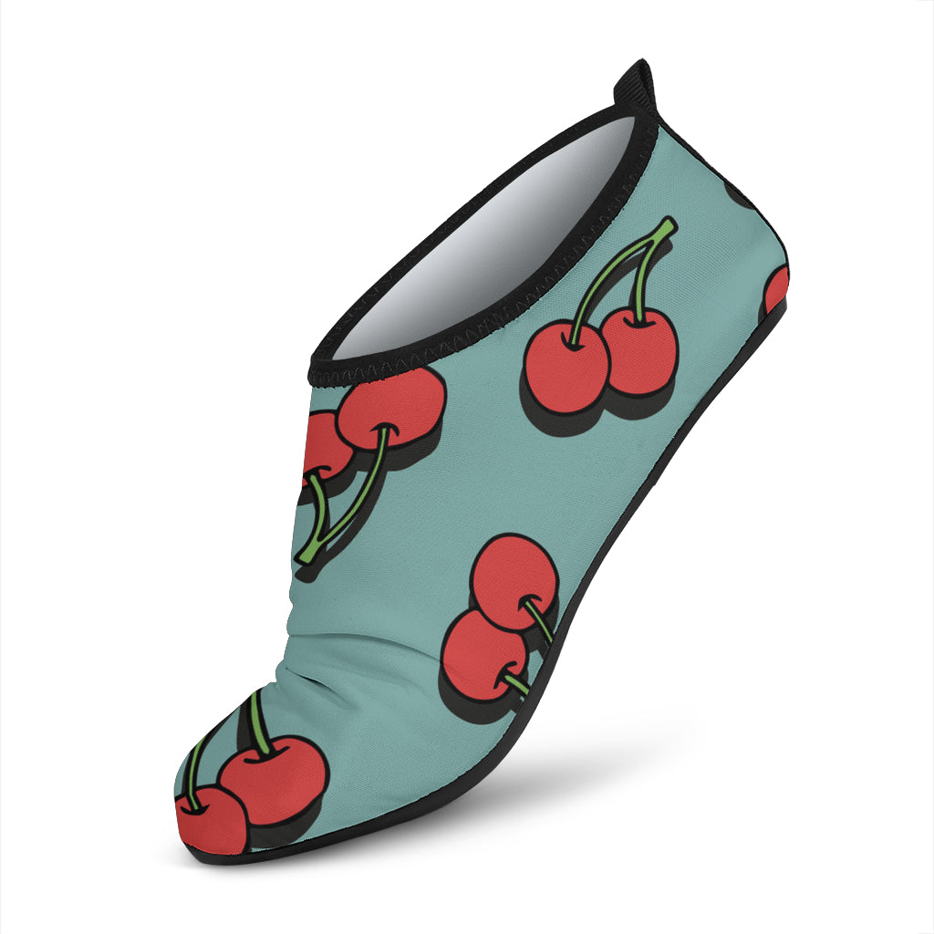 Cherry Pattern Print Design CH03 Aqua Water Shoes