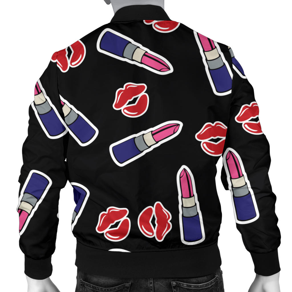Lipstick Pattern Print Design LT01 Men Bomber Jacket