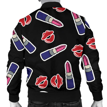 Lipstick Pattern Print Design LT01 Men Bomber Jacket