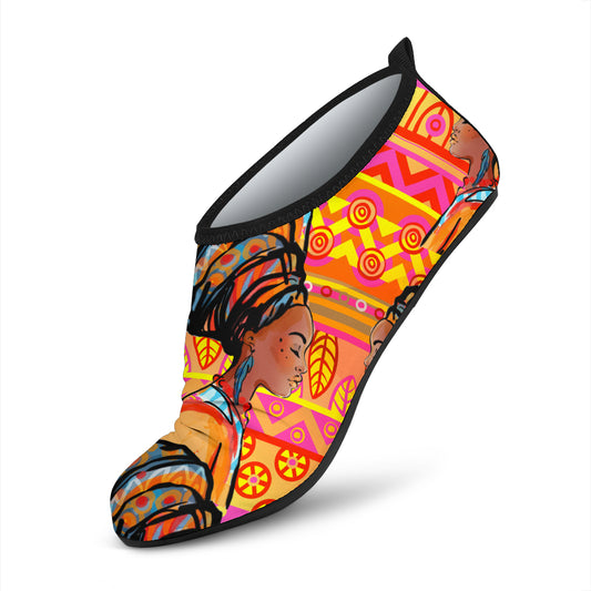 African Girl Aztec Aqua Water Shoes
