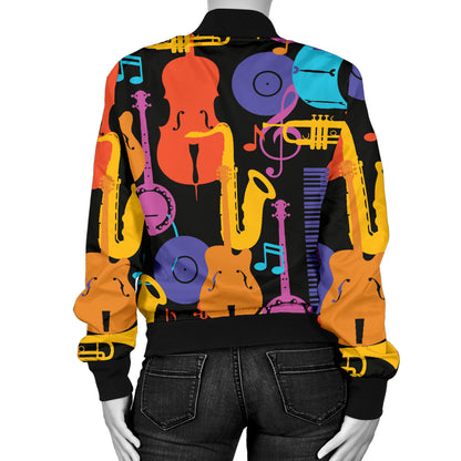 Jazz Pattern Print Design 03 Women's Bomber Jacket