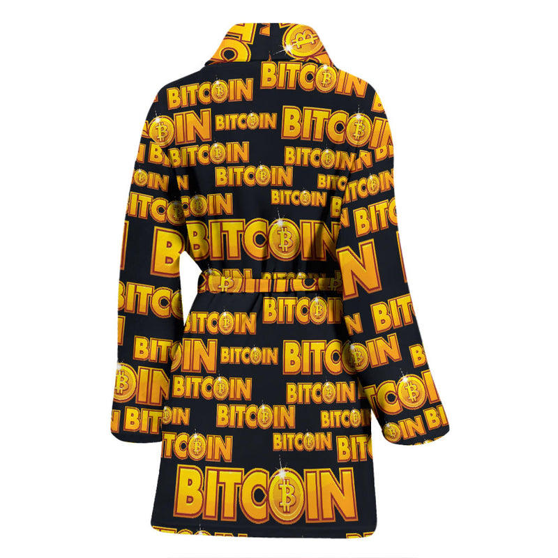 Bitcoin Pattern Print Design DO03 Women Bathrobe