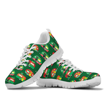 Camper Camping Christmas Themed Print Sneakers White Bottom Shoes