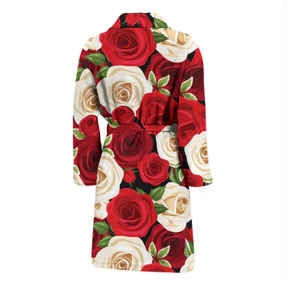 Rose Pattern Print Design RO06 Men Bathrobe