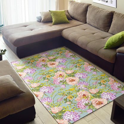 Hydrangea Pattern Print Design HD02 Area Rugs