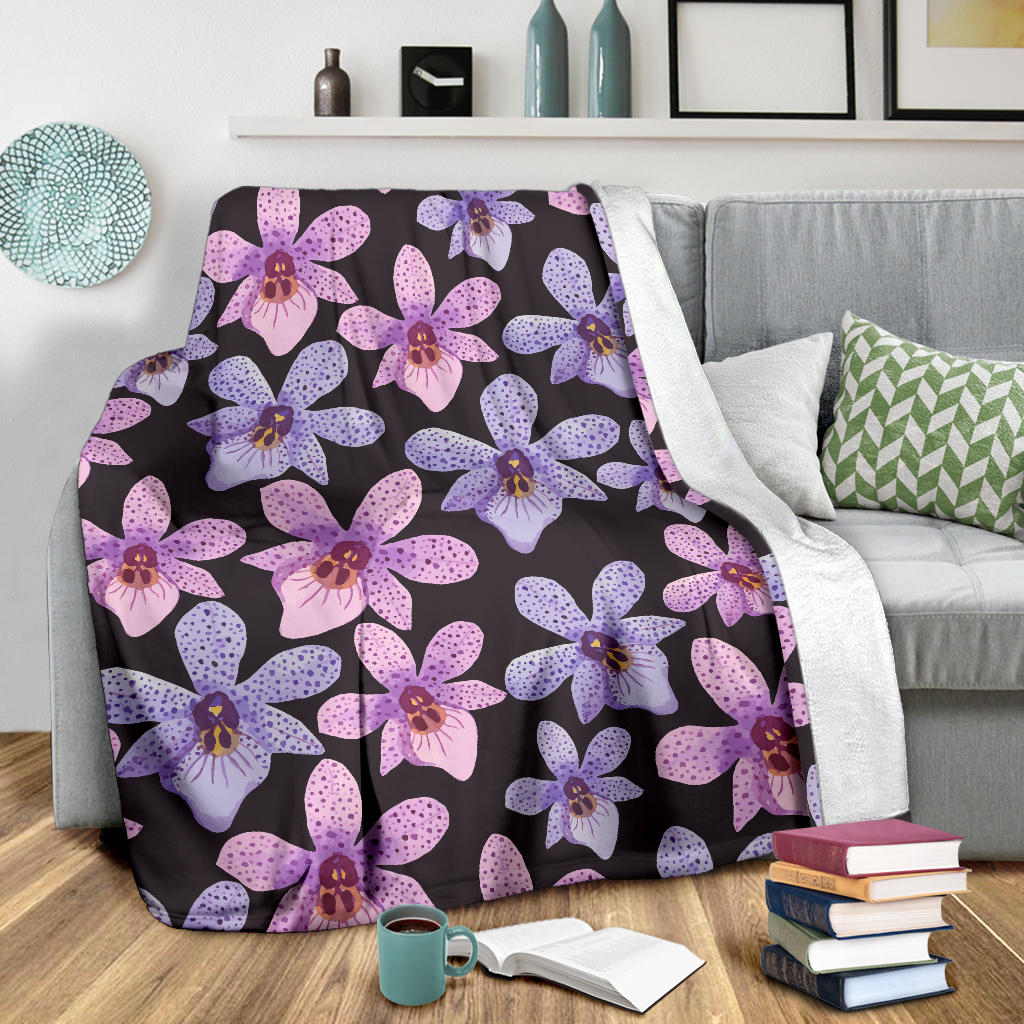 Orchid Pattern Print Design OR08 Fleece Blanket