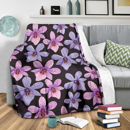 Orchid Pattern Print Design OR08 Fleece Blanket