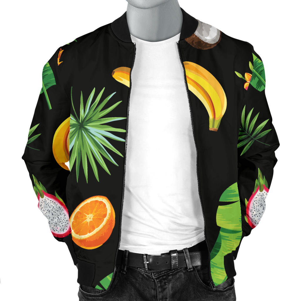 Tropical Fruits Pattern Print Design TF03 Men Bomber Jacket