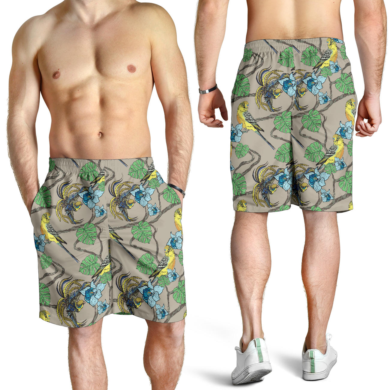 Parakeet Pattern Print Design A02 Mens Shorts
