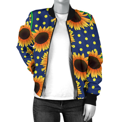 Sunflower Pattern Print Design SF03 Women Bomber Jacket