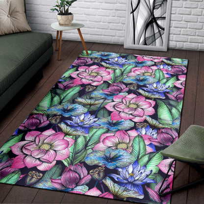 Water Lily Pattern Print Design WL07 Area Rugs