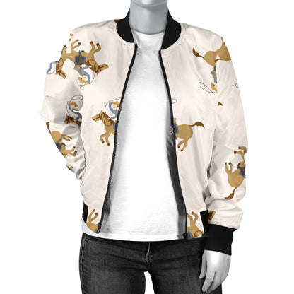 Cowboy Pattern Print Design 01 Women's Bomber Jacket