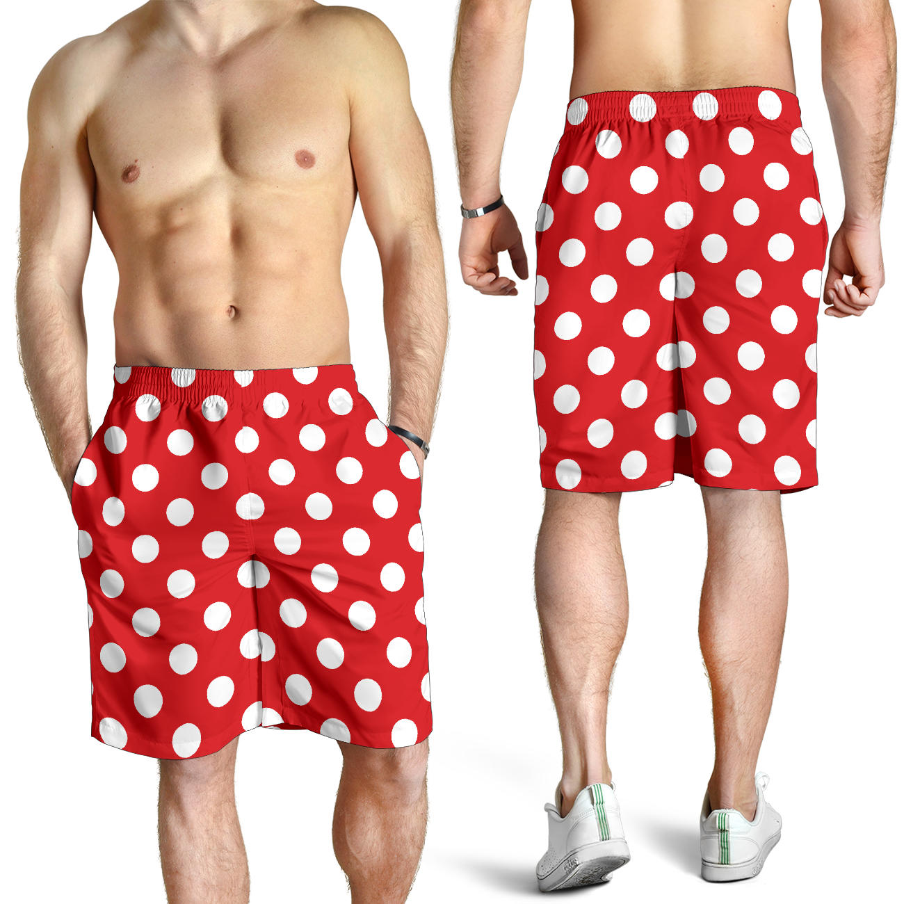 Polka Dot Red Pattern Print Design 04 Mens Shorts