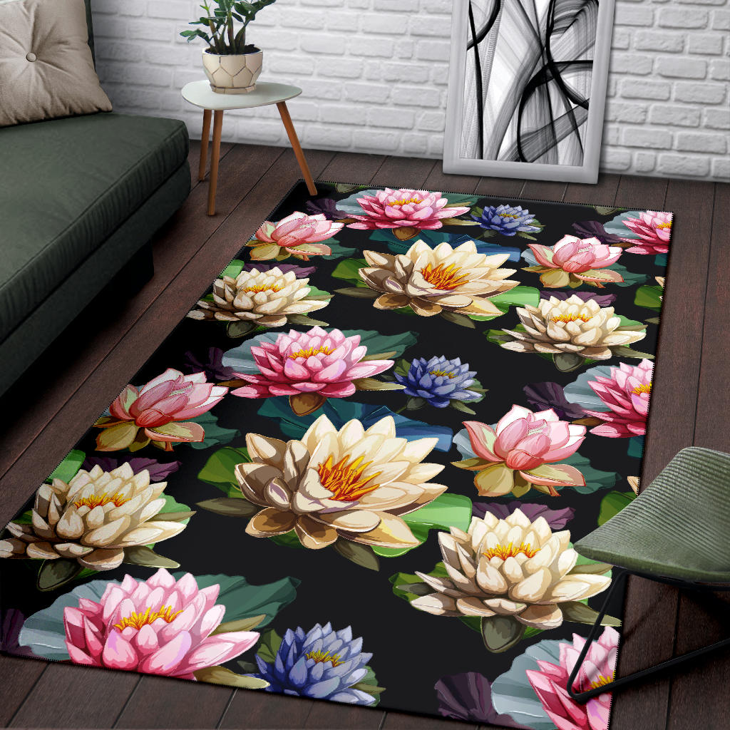 Water Lily Pattern Print Design WL02 Area Rugs
