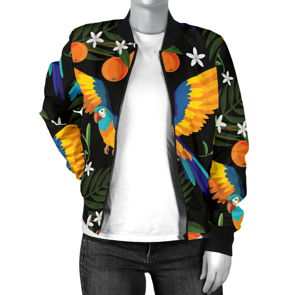 Macaw Pattern Print Design 03 Women's Bomber Jacket