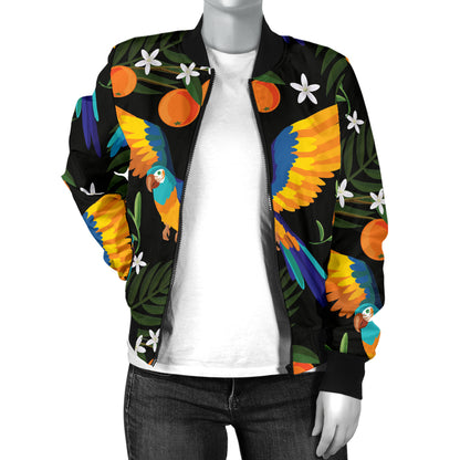 Macaw Pattern Print Design 03 Women's Bomber Jacket