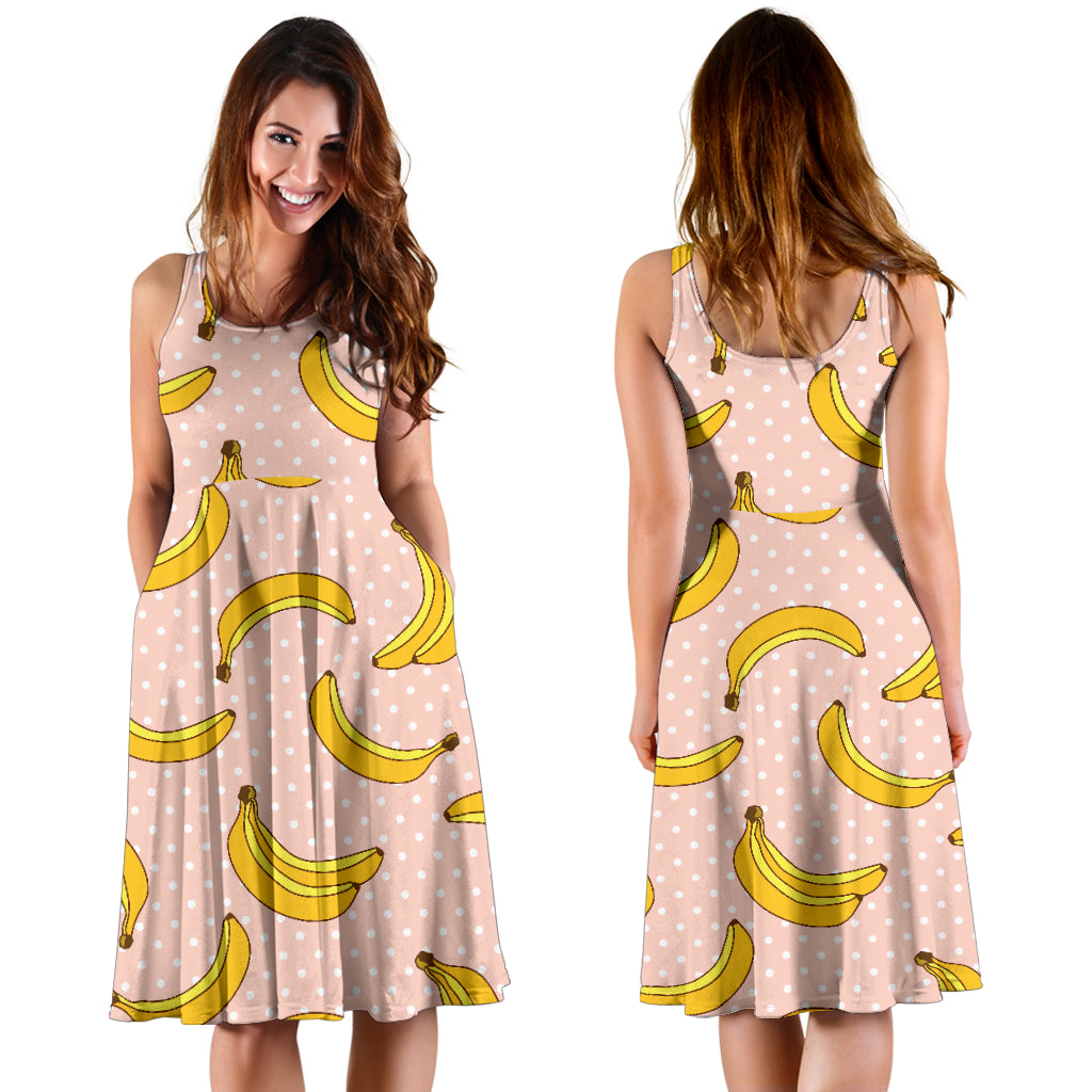 Banana Pattern Print Design BA06 Midi Dress