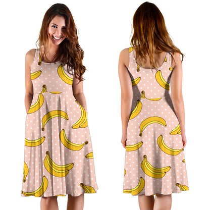 Banana Pattern Print Design BA06 Midi Dress