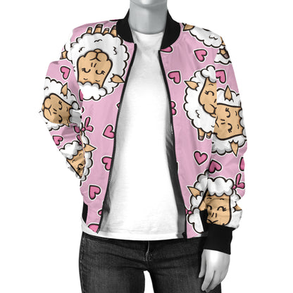 Sheep Cute Pattern Print Design 01 Women's Bomber Jacket