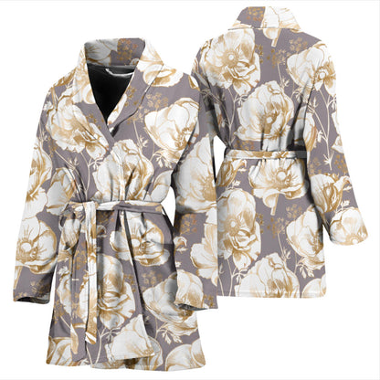 Anemone Pattern Print Design AM05 Women Bathrobe
