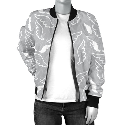 Angel Wings Pattern Print Design 01 Women's Bomber Jacket