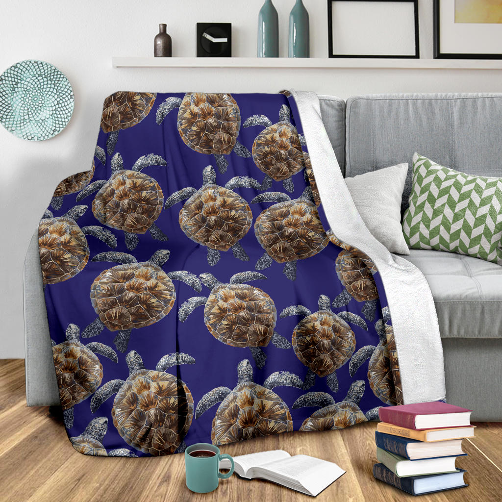 Sea Turtle Pattern Print Design T05 Fleece Blanket