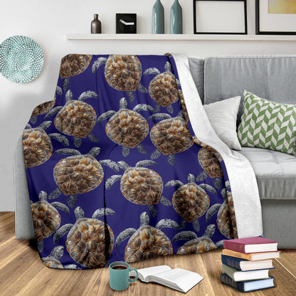 Sea Turtle Pattern Print Design T05 Fleece Blanket