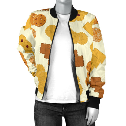 Cookie Pattern Print Design 06 Women's Bomber Jacket