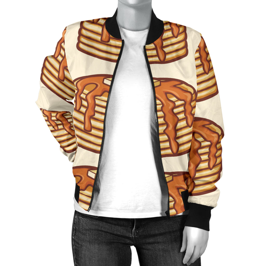 Pancake Pattern Print Design A02 Women's Bomber Jacket