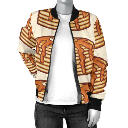 Pancake Pattern Print Design A02 Women's Bomber Jacket