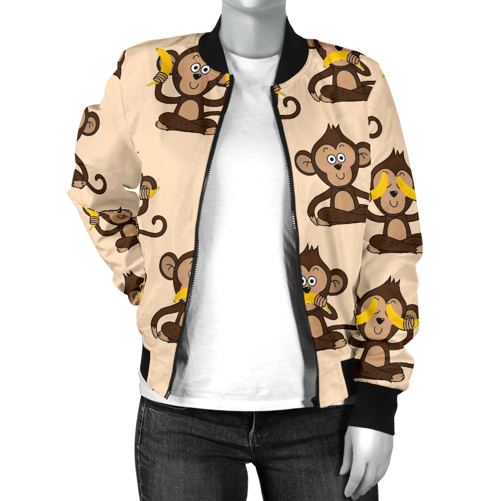 Monkey Pattern Print Design 03 Women's Bomber Jacket