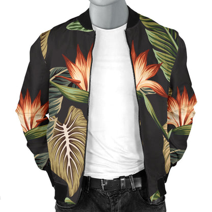 Tropical Flower Pattern Print Design TF014 Men Bomber Jacket