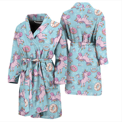 Donut Unicorn Pattern Print Design DN016 Men Bathrobe