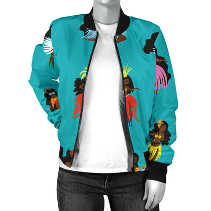 Hula Dancers Pattern Print Design 04 Women's Bomber Jacket