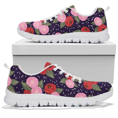 Camellia Pattern Print Design CM02 Sneakers White Bottom Shoes