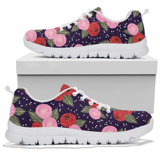 Camellia Pattern Print Design CM02 Sneakers White Bottom Shoes