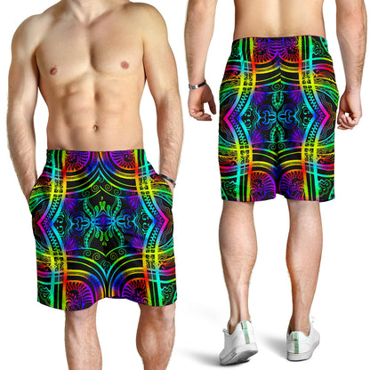 Neon Trible Rainbow Pattern Print Design A01 Mens Shorts