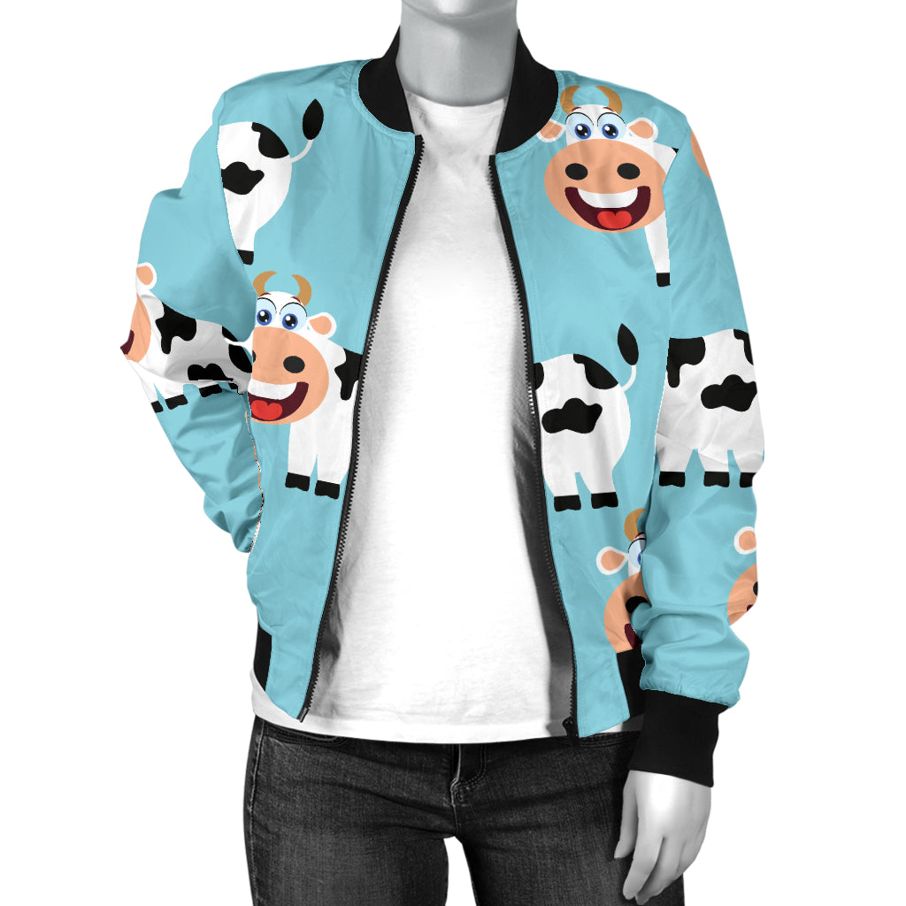 Cattle Cute Pattern Print Design 01 Women's Bomber Jacket