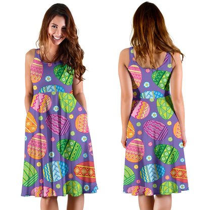 Easter Eggs Pattern Print Design RB010 Midi Dress