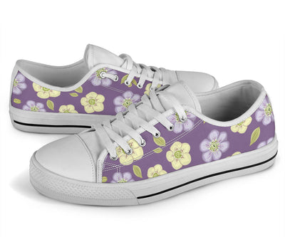 Anemone Pattern Print Design AM013 White Bottom Low Top Shoes