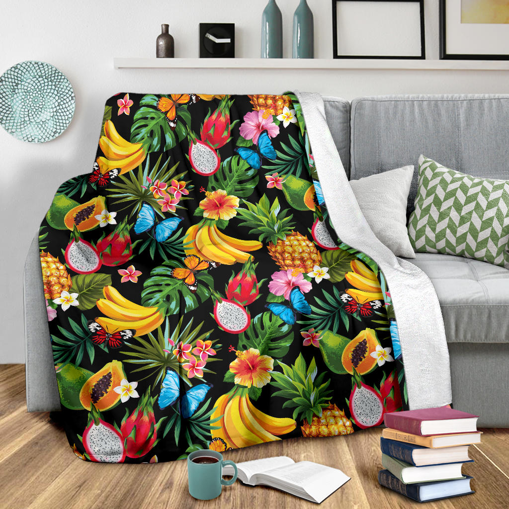Tropical Fruits Pattern Print Design TF04 Fleece Blanket